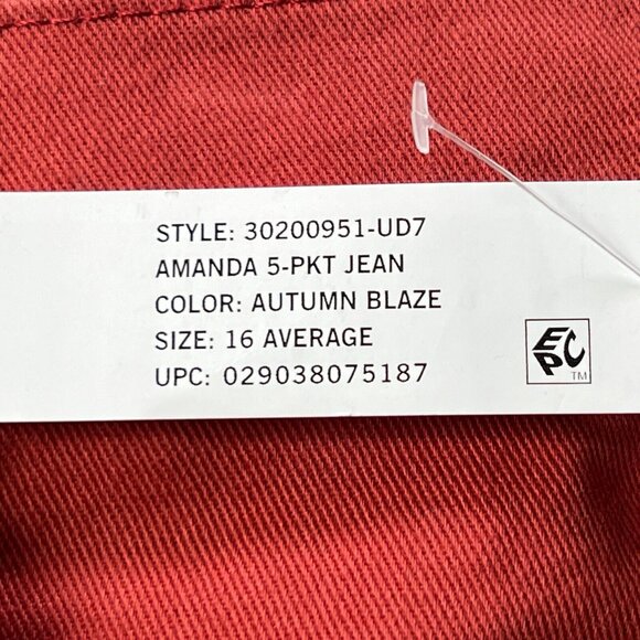 New Gloria Vanderbilt Amanda Jeans Womens 16 Autumn Blaze Stretch Denim Original - Picture 7 of 11
